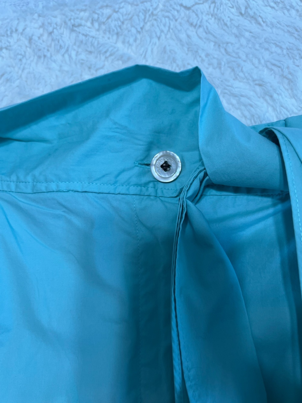 Moschino Cheap and Chic Shorts Sz 8 Aqua Blue Cotton Tie Waist High Rise - Picture 6 of 12